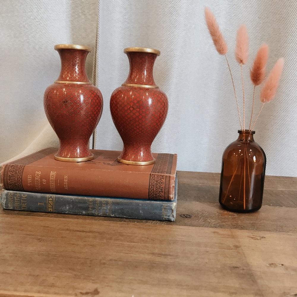 Pair of small red vases